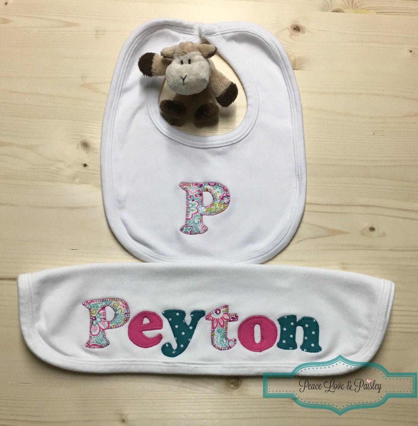 Personalized Baby Burp Cloth and Bib Set New Baby Gift