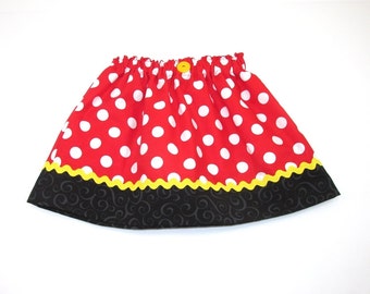 Minnie Mouse Skirt - Girls Costume Dress Up Trunk Vacation Birthday Outfit - Red and White Polka Dots - Avail Size 3 mth to Adult