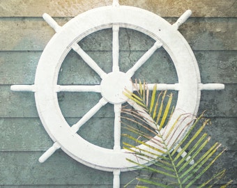 Ship Wheel Nautical Decor | Coastal Decor Beach | Coastal Wall Art | Captains Wheel | Nautical Wall Decor | Rustic Nautical Decor Art Print