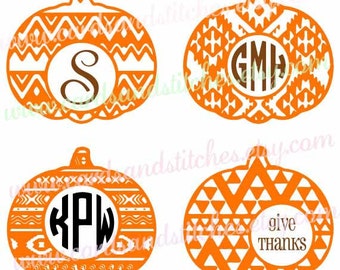 Aztec Pumpkins SVG - Aztec SVG - Monogram Frames SVG - Digital Cutting File - Silhouette Cut - Instant Download - Svg, Dxf, Jpg, Eps, Png