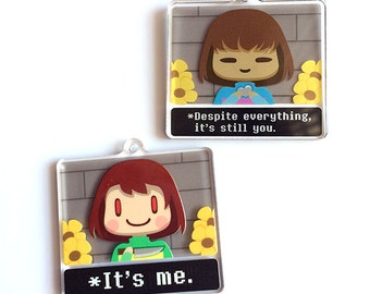 Frisk Chara Acrylic Charm - Reversible & Double-Sided Undertale Keychain