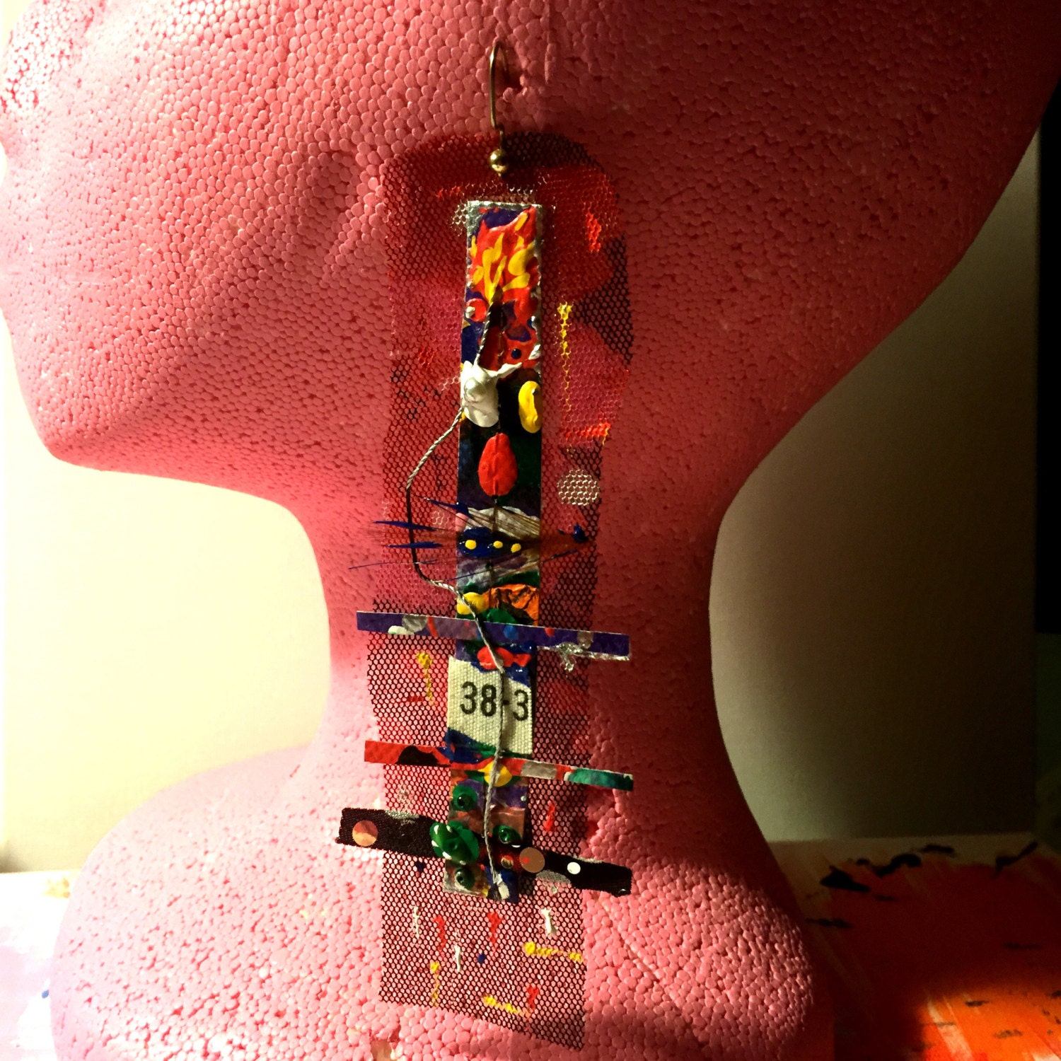 Abstract Canvas earrings Lace earrings Hand painted