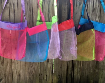 Monogram Shell Tote, Personalized Bags for Kids, Shell Collecting Bag, Sea Shell Bag