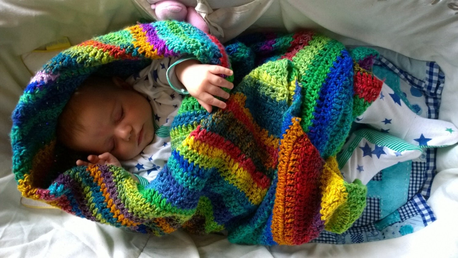 Baby Blanket Kit Easy Crochet Self Striping Bohemian Gypsy
