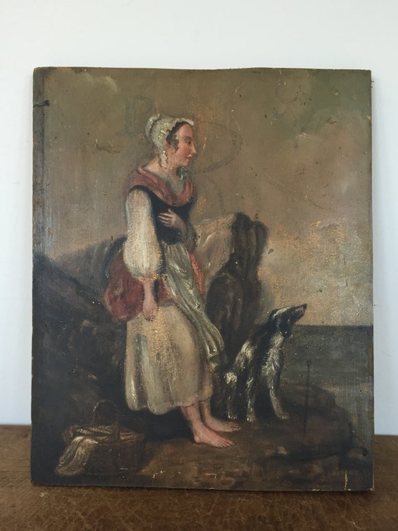 Antique European Painting / oil on board