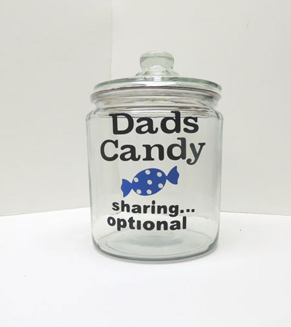 Glass candy jar gifts for dad treat jar by ChandlerCreations1