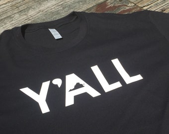 Y'all Virginia Shirt in Black - Virginia Y'all Men's T-Shirt - Virginia Shirt - Simply Southern Men's Short Sleeved Top - Southern Shirt