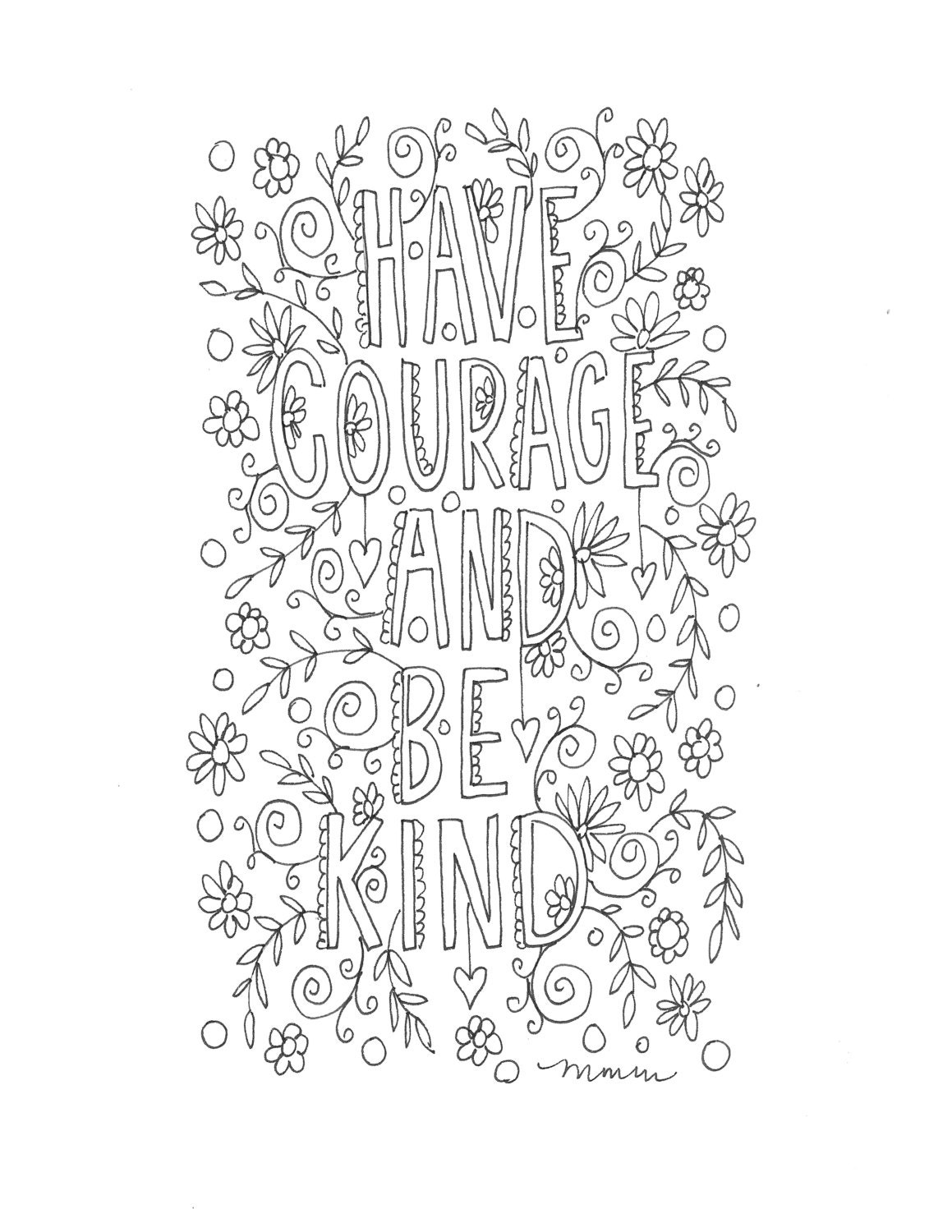 Quote coloring page INSTANT DOWNLOAD line art illustration.