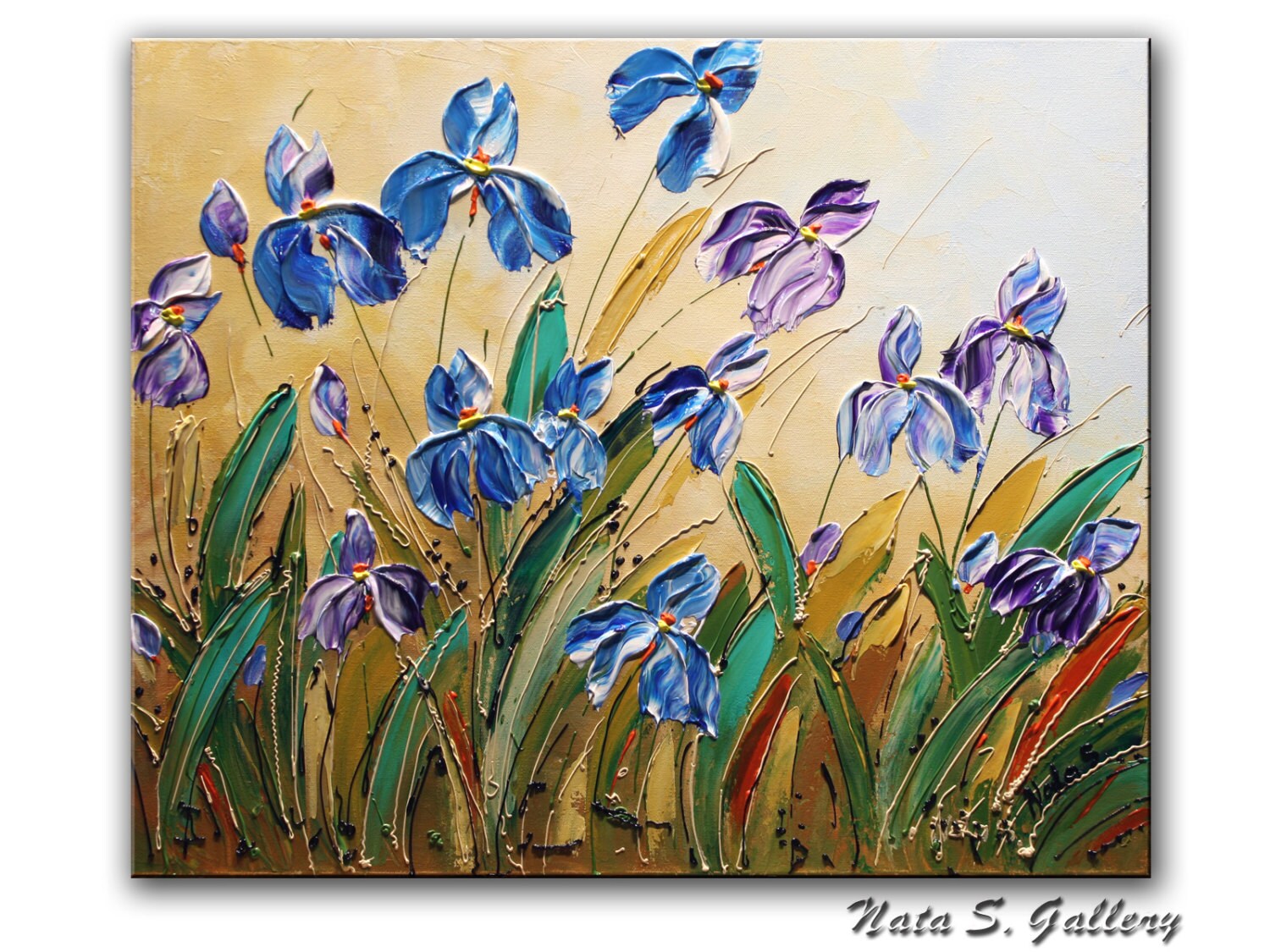 Wild Irises ORIGINAL Contemporary Painting. by NataSgallery