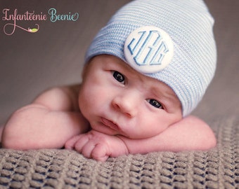 Newborn Hospital Hat Boy. Newborn Hat Boy. Boy Newborn Hat. 1 or 3 initials to custom monogram your baby boy newborn hospital hat.