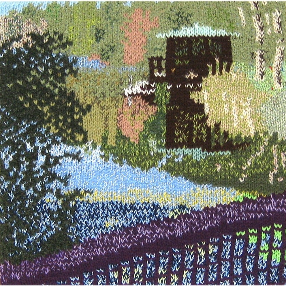 Knitted picture landscape tapestry knit by Pictureknitting on Etsy