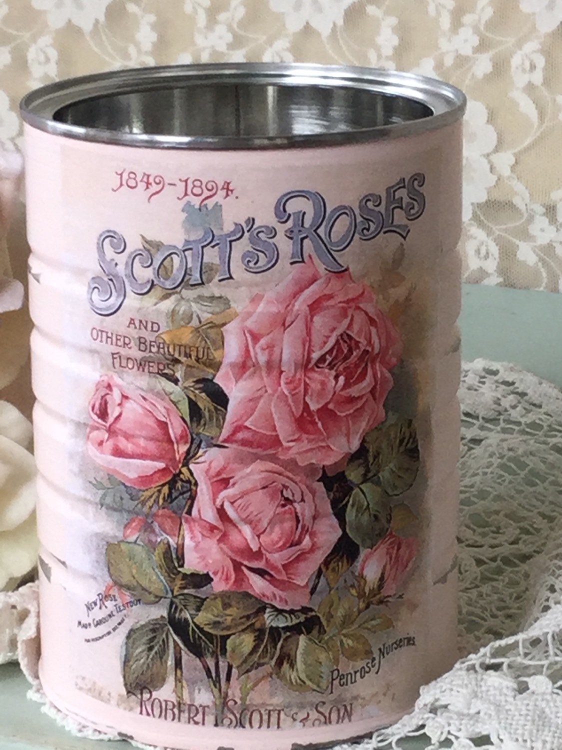 Shabby Tin Can wedding centerpiece rustic vase by FannyPippin