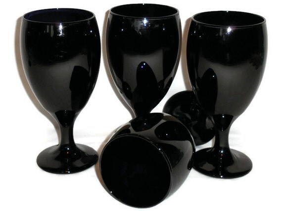 Libbey Black Amethyst Water Goblets
