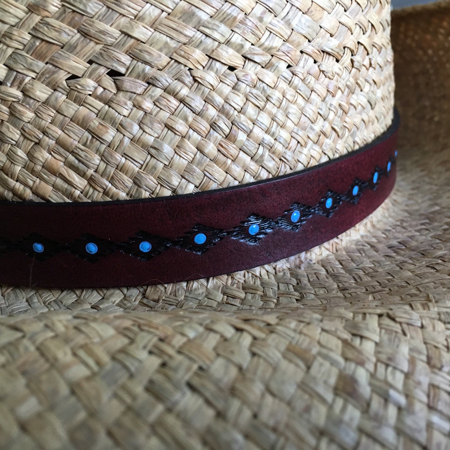 Hat Band Leather Hat Band Cowboy Hat Band Mahogany Brown or