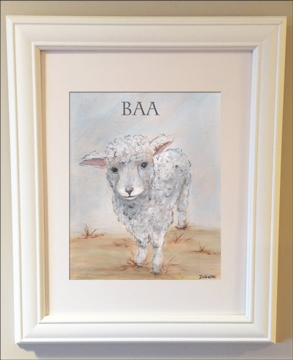 Baa. Lamb Art Print for Nursery. Farm animal nursery decor.