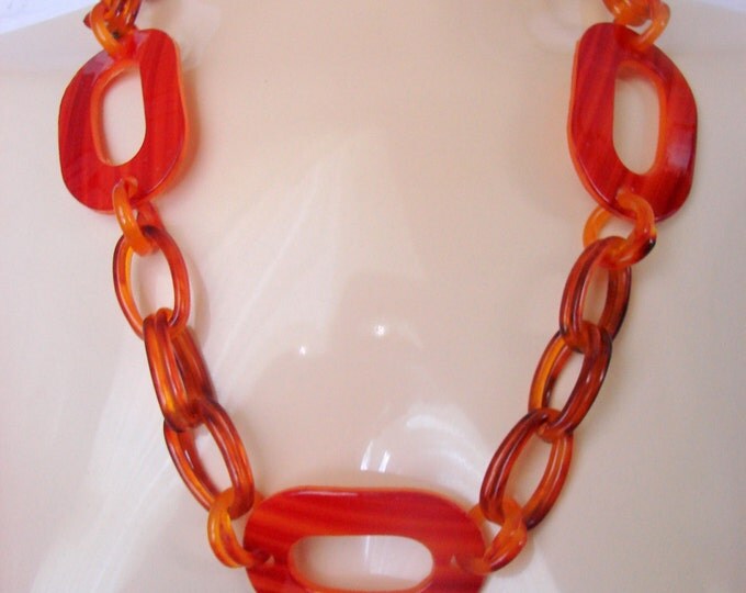 Vintage Modernist Cellulose Acetate Statement Necklace or Belt / Tortoiseshell Patina / Vintage Jewelry / Jewellery