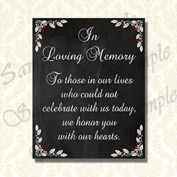 Items similar to In Loving Memory Sign, Printable Winter Wedding In ...