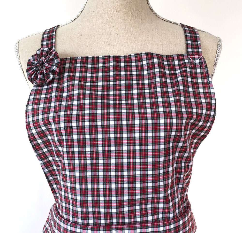 Woman's Apron Red Black and White Plaid Womens'
