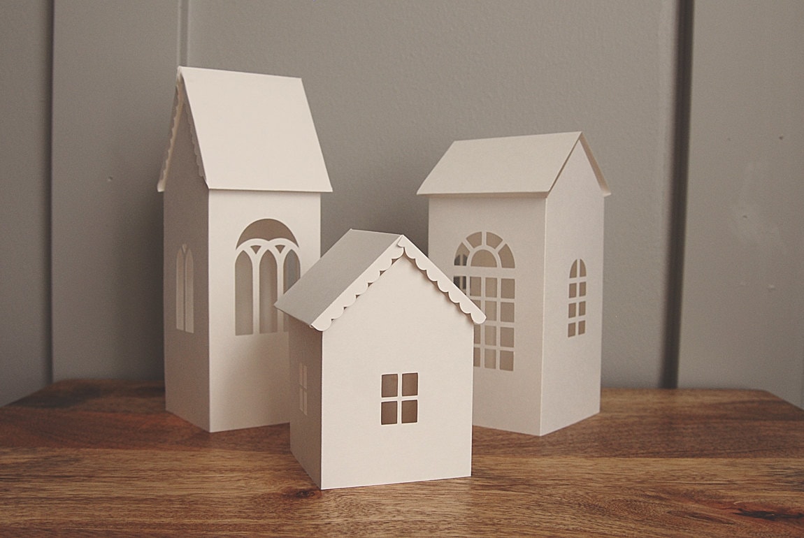 Download Paper House Luminary SVG Cutting Files 3D Houses