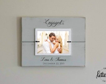 Engaged Picture Frame, Engagement Personalized Photo Frame, Engagement gift, Wedding Shower Display, engagement date keepsake, Custom Frame