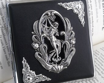 Black Cigarette Case Silver Victorian Cigarette Case Card Case Womens Cigarette Case Vintage Style Case Women's Gift Romantic Cigarette Case