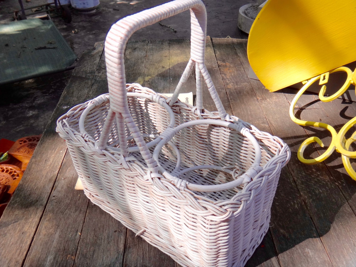 wicker wine tote