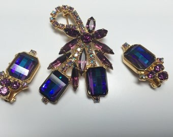 RESERVED for JULIE D&E aka Juliana Heliotrope Checkerboard Brooch/ER Item 17217