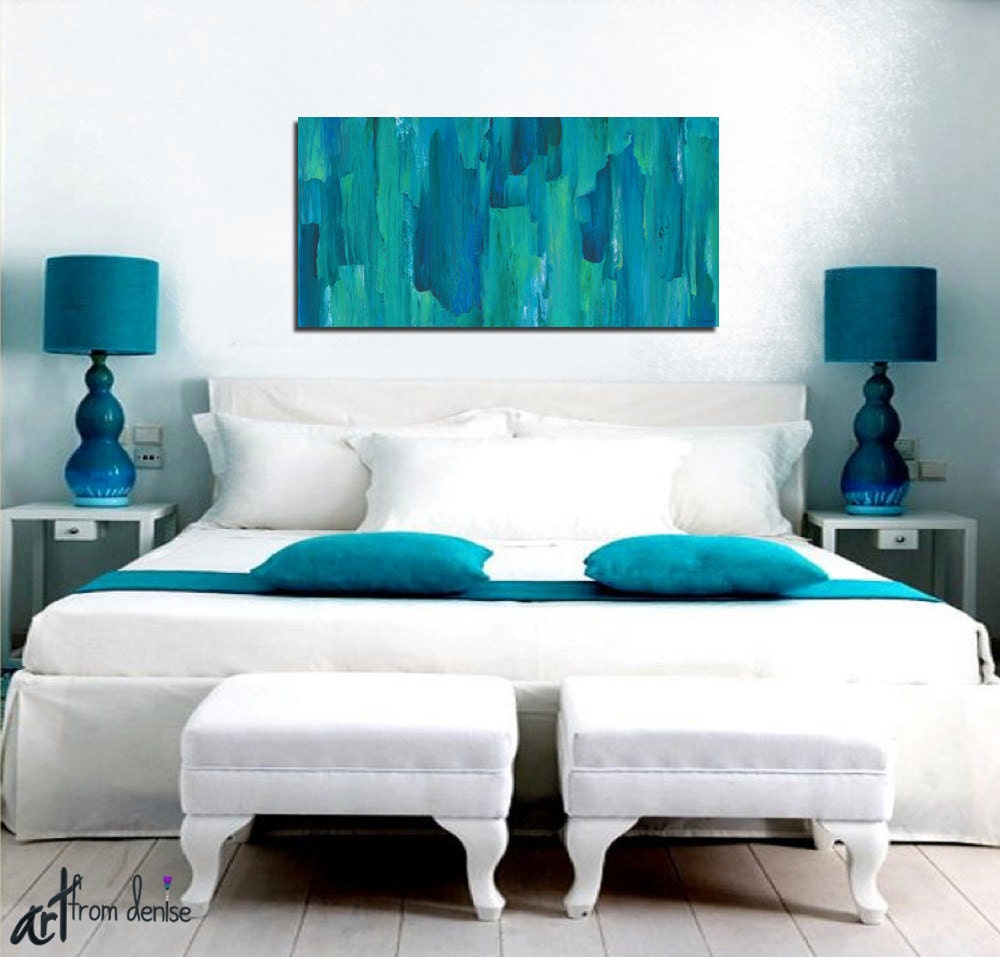 Large abstract canvas wall art print Turquoise teal home