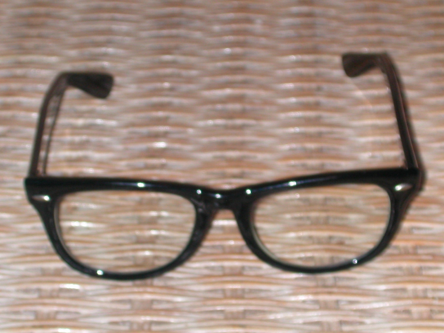 Vintage 50s 60s Buddy Holly Style Black Horn Rimmed Eyeglasses 