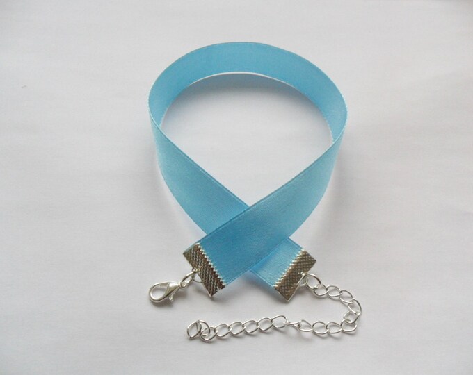 Satin Choker Necklace Light Blue with a width of 3/8” or 5/8" adjustable (pick your size) Ribbon Choker Necklace