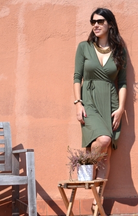 Olive Classic Wrap Dress / Green Wrap Dress / Elegant Green dress / Knee length olive wrap dress / Feminine Dress / Comfortable wrap dress