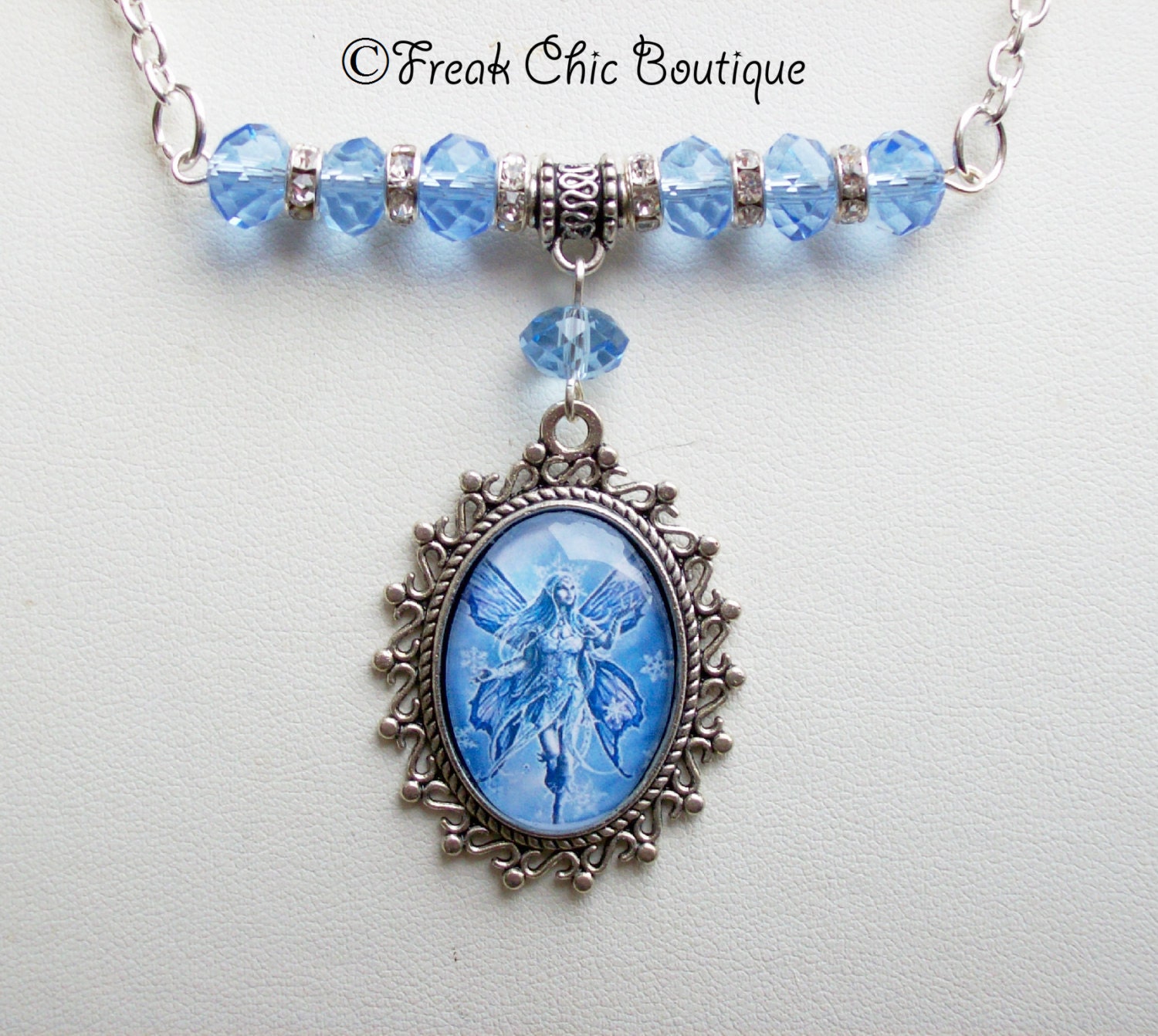 Fairy Necklace Blue Crystal Fairy Necklace Fairy Jewelry