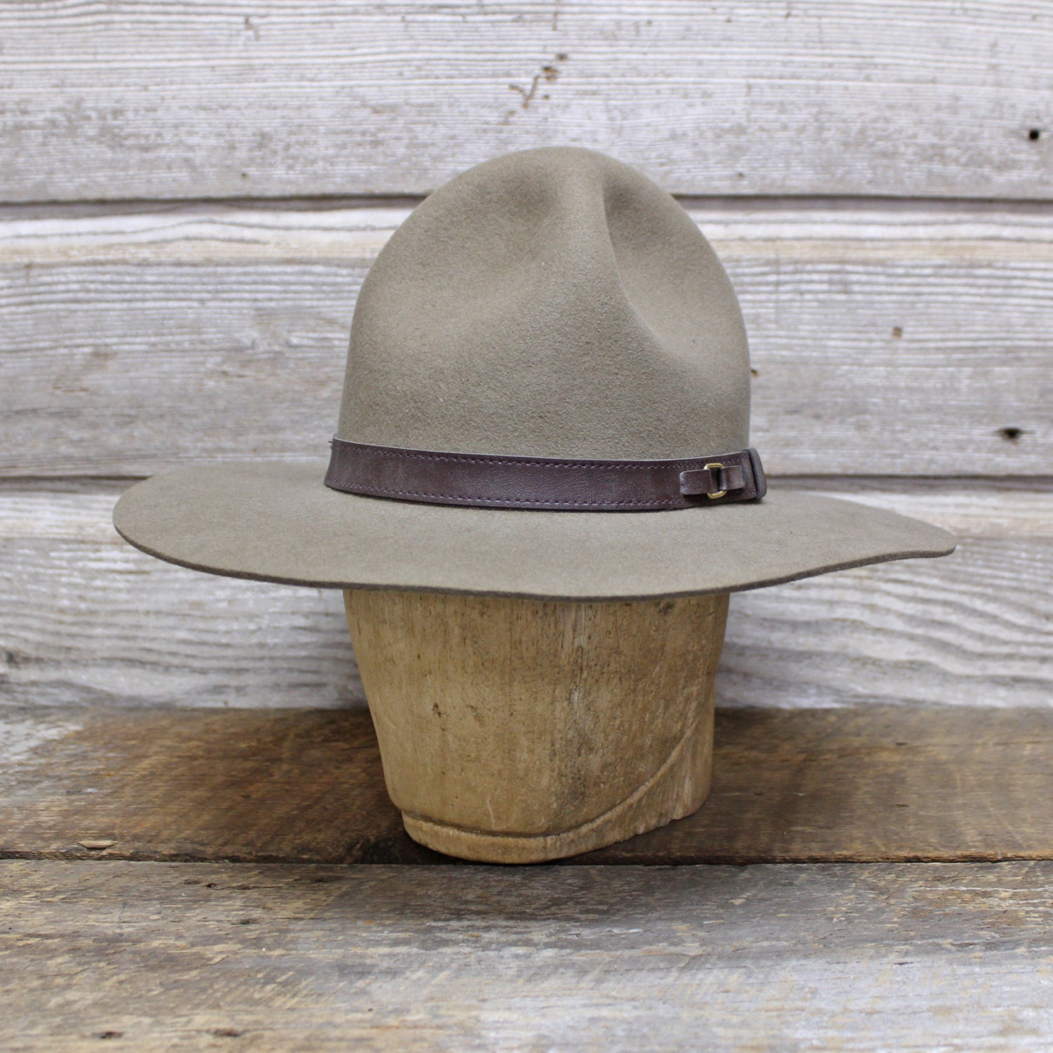 Vintage Flat Brim Felt Hat