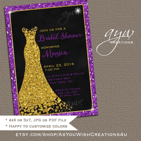 Wedding Dress Bridal Shower Invitation Printable Bridal Shower