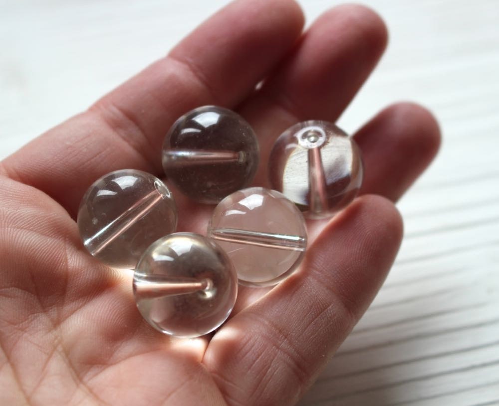 SALE 18mm Large Clear Smooth Round Beads