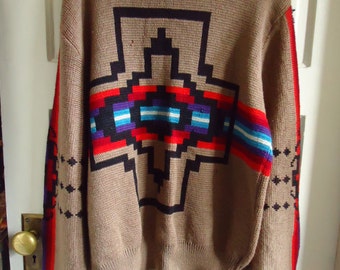 Vintage 80s PENDLETON WOOL Western Sweater TRASHED...sz L