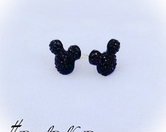 Mickey Mouse Earrings Crystal Resin Studs