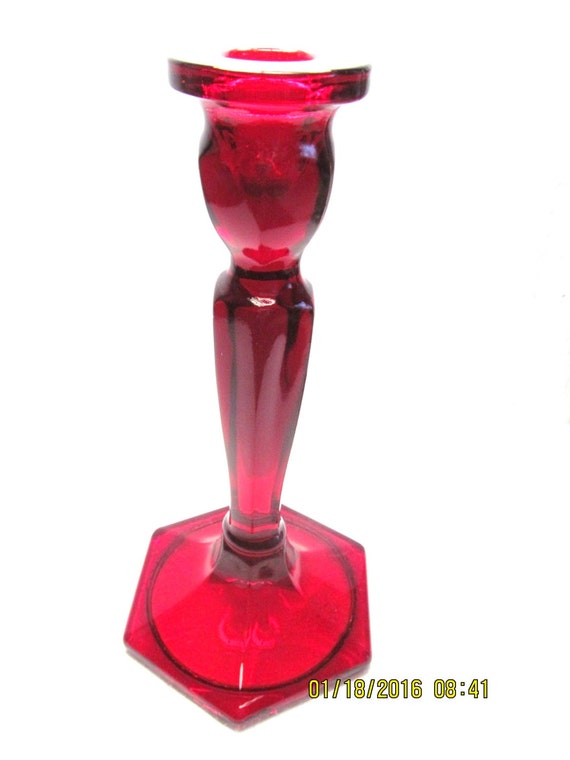 8.5 Tall Fenton Ruby Red Glass Florentine Candle Holder