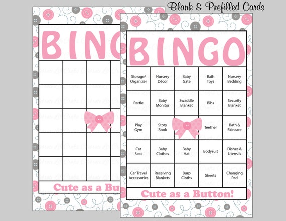 baby of words list bingo shower Shower Cards Prefilled Cards Bingo Bingo 100  Baby    Girl Baby Shower