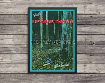 Upside Down Travel Poster | Stranger Things poster | Vintage Impressionistic look print | Vintage travel | Fantasy travel poster