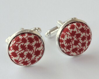 Liberty cufflinks - red cufflinks - Liberty print Marco - gifts for men