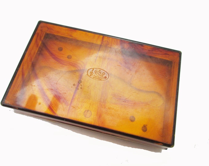 Tissue Box Tortoise shell Lucite Brass mini for pocket pack Kleenex Gold tone