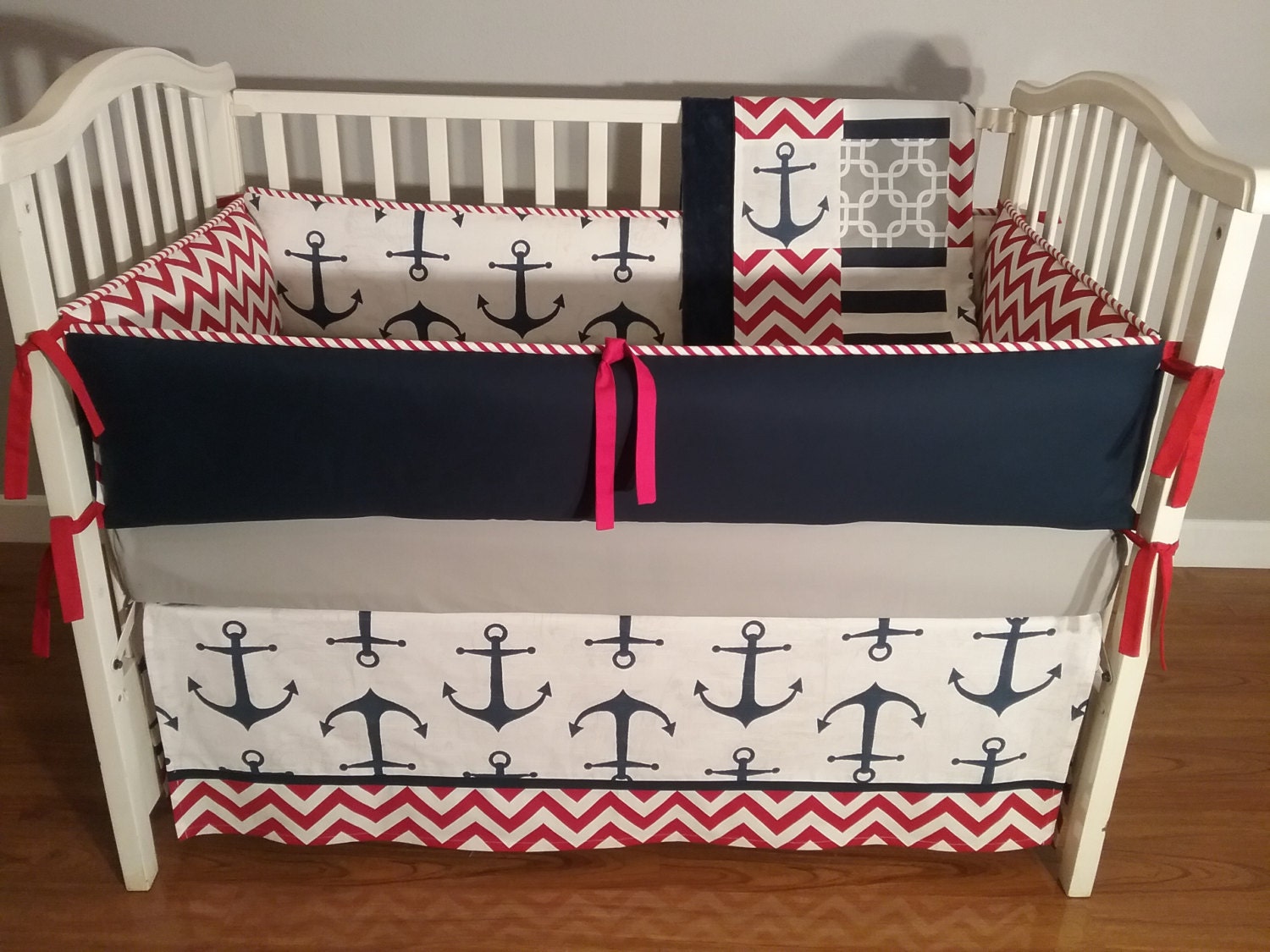 Baby Boy Navy Anchor Crib Bedding Nautical 25pc Navy