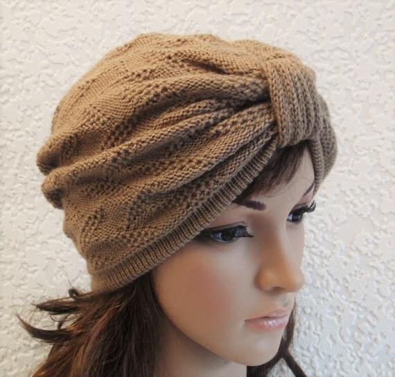 Knitted turban for women handmade knit turban hat front