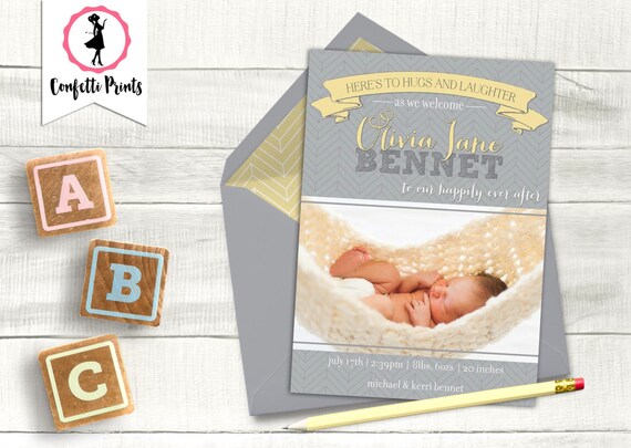 New Baby Announcement | Birth Announcement | Baby Photo Announcement | Baby Photo Card | Modern Birth Announcement - HAPPILY EVER AFTER Il_570xn