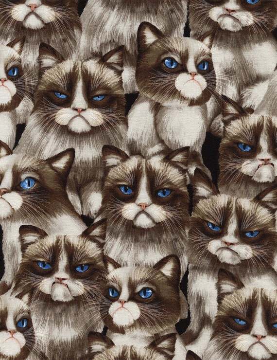 Timeless Treasures- Moody Cat by Michael Searle C4110 in Natural by the Yard