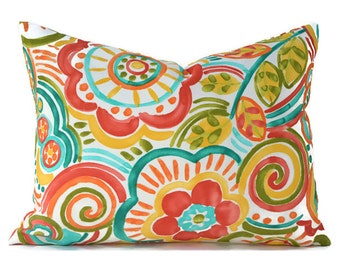 Indoor Outdoor Lumbar Pillow Cover ANY SIZE Decorative Pillows Turquoise Pillow Outdoor Pillow Mill Creek Outdoor Bronwood Carnival