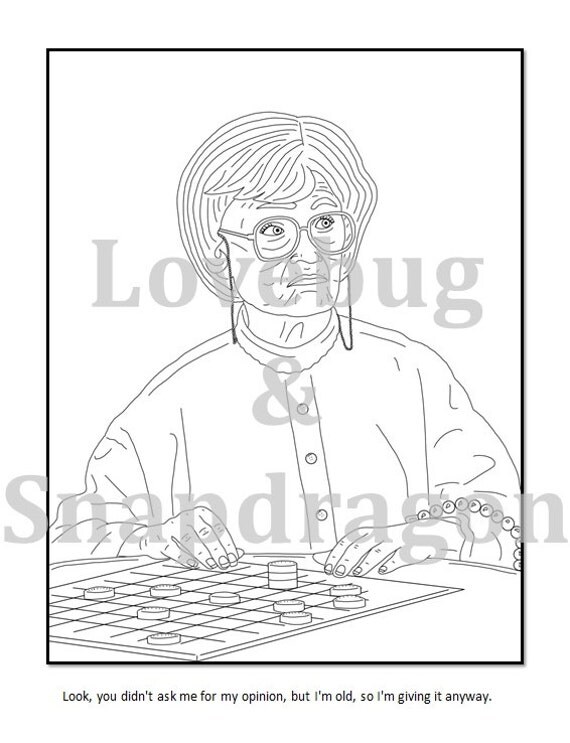 Golden Girls Coloring Book Instant Printable Digital File Travel Activity Rainy Day Art Therapy Page