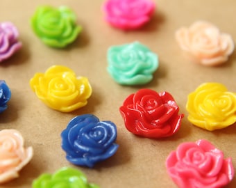 CLOSEOUT - 20 pc. Multi Color Ruffle Rose Cabochons 13mm x 11mm | RES-580