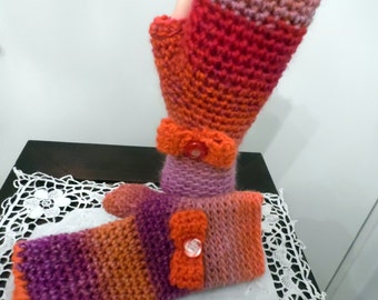 MITAINES crochetées main pour femmes "MATIN d'ORIENT" - création Misty Tuss Tricote